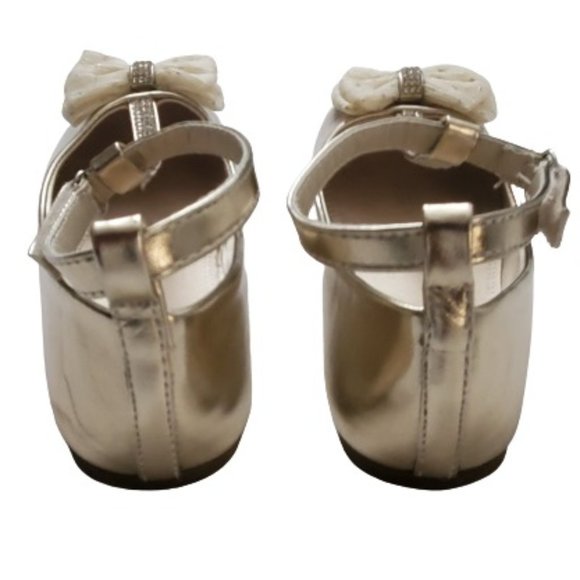 Jelly Beans Girls Gold Metallic Ankle T-Strap Bida Ballet Flat Shoes Size 2 - Picture 6 of 10